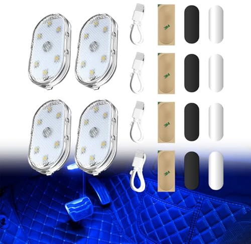 Cerioll Éclairage Intérieur de Voiture à LED, éclairage Intérieur, 4 Pièces Lumière Tactile USB LED, pour Accessoires Tactiles Mobiles Rechargeables de Voiture Veilleuse Intérieure