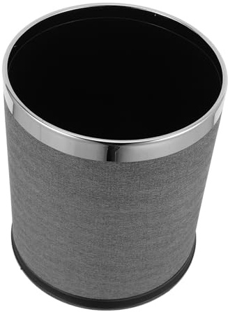 FUNNETOYU Cubo De Basura Redondo Vintage 10l Doble Capa Material Resistente Color Gris Piel Para Baño Cocina Hoteles y Ktv Interior Extraíble y Antideslizante