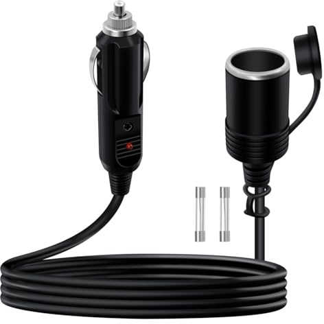 YINGAYOU Alargador Mechero Coche 12V 24V Cable Alargador Encendedor de Coche 16AWG 15A con LED y Cubierta Impermeable Adecuado para Coches, Motos y Barcos (3 m)