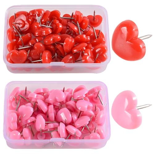 100pcs Cute Heart Push Pins Decorative Drawing Pins,Heart Thumb Tacks,Drawing Pins Bulletin Board Decorative Push Pins,0.47inch Decorative Thumb Tacks Heart Shaped thumb PushPins for Photos Wall