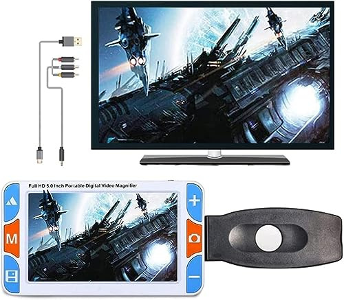 Lente d'Ingrandimento Digitale Video Portatile Portatile Ausilio di Lettura Elettronico Visivo Mobile per Ipovedenti Schermo 5.0 IH Zoom 3x-48x Volte 26 modalità Colore, Uscita Hdmi E Av