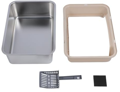 YolieraArt Caja de arena cerrada para gatos, diseño de paso de gran tamaño con cajón a prueba de salpicaduras, tapa desmontable y alfombrilla de arena de plástico, inodoro para gatitos con riel de