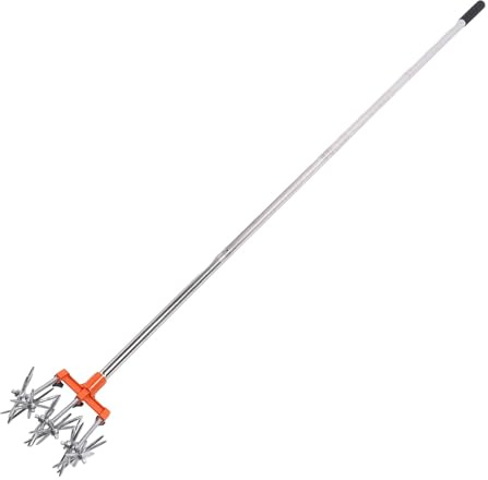 Tiiyee Hand Rotary Cultivator,3 Interchangeable Blade Stainless Steel Teeth Adjustable Handle Garden Tiller Lawn Reseeding Tool Soil Loosener for Mixing Or Grass Length 17 Inch