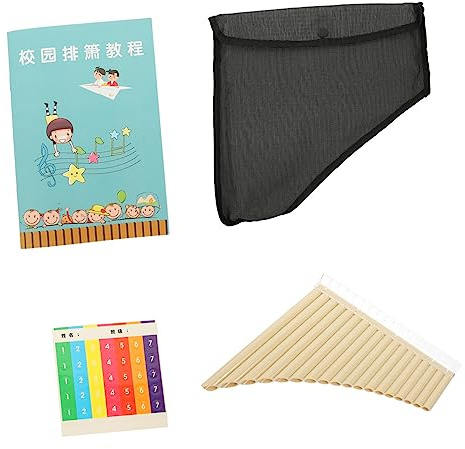 BESTonZON C Key Pan Flute 18 Pipes Educational Double Row Panpipe for Beginners School Musical Instrument in Beige