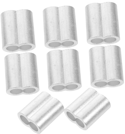 STOBAZA 8 piezas Manguitos de Aluminio para Cable con Diseño Ovalado Manguitos de Crimpado para Cable de Acero Resistente y Seguro Herramienta Multifuncional para Proyectos