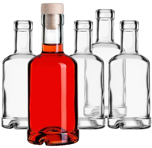 KADAX 10er Set Glasflaschen 250ml mit Korken – Leere kleine Flaschen zum Befüllen für Likör, Schnaps & Geschenke, ideal zum Verschenken, Refillable Glass Bottles
