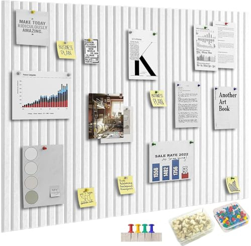 Kongming Pinnwand 120×90 cm Filz Pinnwand Selbstklebend, Pinwand Korktafel mit 70 Reißzwecken, 9mm Dekorative Pinnwände Vision Board für Büro, Zuhause, Kinderzimmer (Weiß,12 Stück)