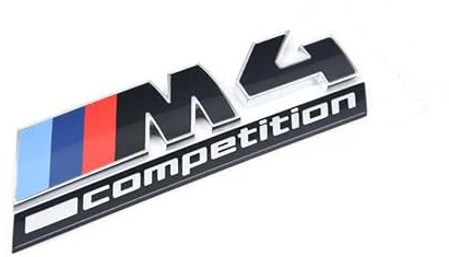 BMW M4 Competition Original OEM Emblem Schwarz mit Tricolor Streifen Modell 51147907775 für G82 G83