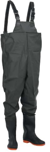Frdhee Angelhose Anglerhose Damen,Wathose mit Stiefeln Dunkelgrün Größe 45 für Angeln und Baustellen