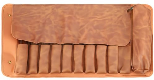 Abbdbd 10-slot Rolling Tool Storage Bag Durable PU Leather Roll Bag For Carving Knives Woodworking And DIY Engraving Tool Bag