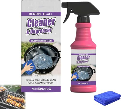 Fast-Acting Heavy-Duty Grill Degreaser Spray,Bbq Grill Cleaner,Grill Cleaner Spray For Outdoor Grills,All Purpose Heavy Oil Cleaning Agent for Barbecue Grills,Smoky Stains,And Stubborn Grease (1 Pcs)