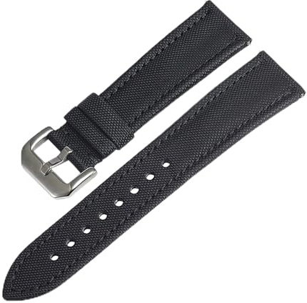 NASUNJIA Herrklocka Segelduksrem Läder 20 Mm 22 23 Svart Nylonband Vattentätt Armband(Black1,20mm)