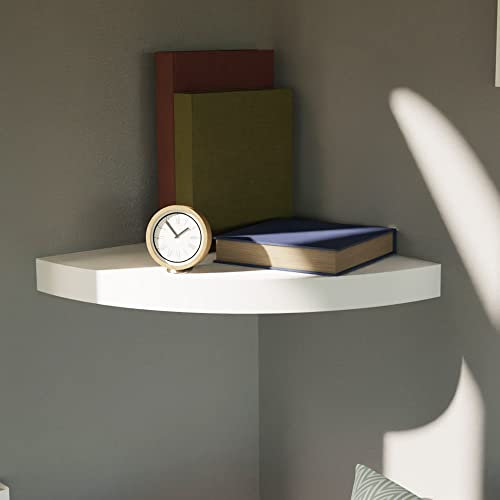 Mojawo Mensola angolare da parete, mensola porta CD, libreria, mensola sospesa, MDF bianco 30 x 30 x 3,8 cm
