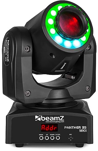 BeamZ Panther 35 - Moving Head LED und 35W LED - Vielseitiger und leistungsstarker DMX Movinghead, 7 Gobo Rad, Lichtshows, Discolicht Partylicht, DMX Licht, DJ Lichtanlage, Bühnenlichteffekt