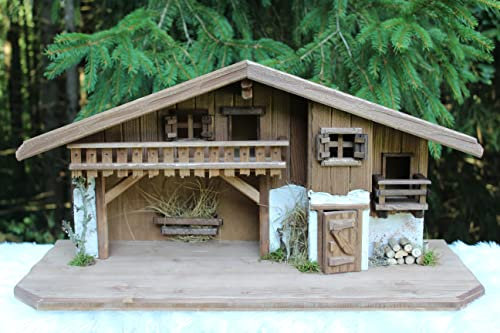 garten deko fuchs Große Premium Weihnachtskrippe (W26) Krippe Krippenstall Weihnachten-Weihnachtskrippen