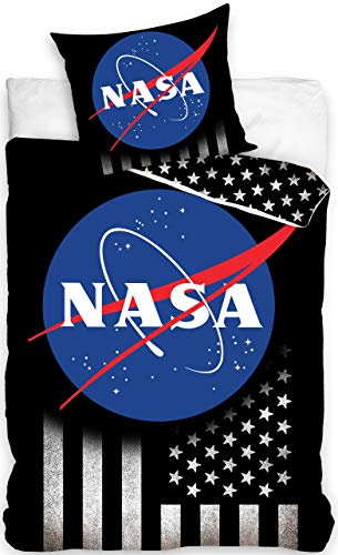 NASA Bettwäsche Wendebettwäsche Set , 2-teilig , 135 x 200 cm , 80 x 80 cm , 100% Baumwolle, Linon