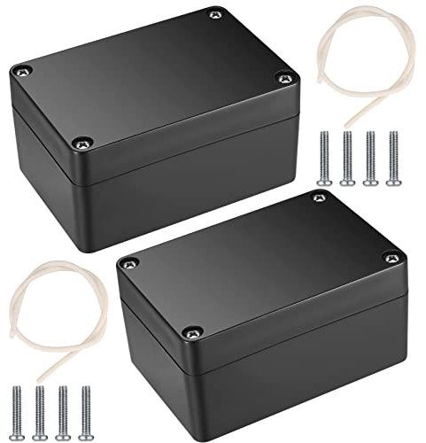 2 scatole di giunzione impermeabili in plastica per esterni, per dispositivi elettronici, alimentatori, strumenti, 100 x 68 x 50 mm, colore: nero