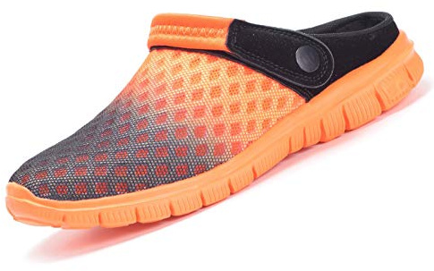 Träskor herr pantoletter mesh sabot sommartofflor damer andas trädgårdsskor med halkfri mjuk sula fritid sandaler, storlek 36–48, apelsin, 39 EU