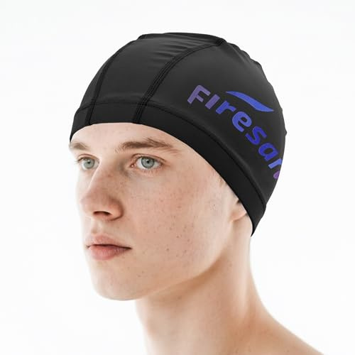 Firesara - Cuffia da nuoto in lycra, anti-lacrime, rivestita, confortevole, senza testimonianza, per uomini, donne, capelli lunghi e corti, adulti e ragazze