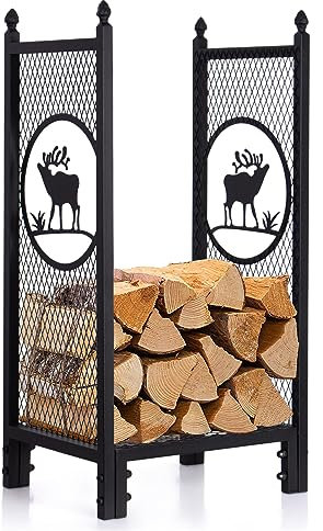 Todeco Porta Legna Per Interni, Portalegna Da Interno, Cesto Per Legna Da Ardere, 40x30x80 cm, Camino Legno Borsa, Accessori per Caminetto