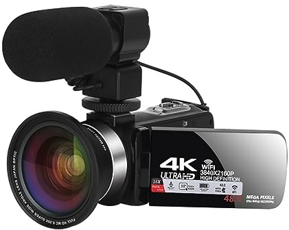 DELURA Videoregistratore Full 4K Streaming Videocamera WIFI Videocamere Vlog Digitali UHD 48MP For Esterni Portatili For La Fotografia Telecamera HD (Color : No SD Card, Size : Set 2)
