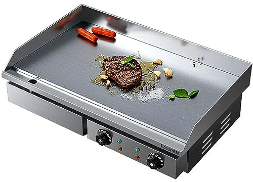 RUYICZB Piastra Elettrica da Cucina in Acciaio Inossidabile Griglia Professionale Liscia Bistecchiera da Bar Ristorante Regolazione Temperatura Indipendente sui Due Lati Grill Elettrico