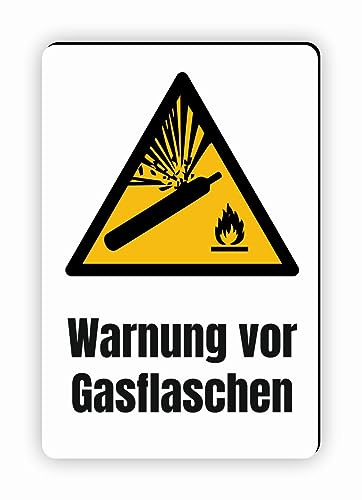 Warnzeichen (W029) Warnung vor Gasflaschen - Eckiges Warnschild mit Text - Warnschild mit Text - nach DIN EN ISO 7010