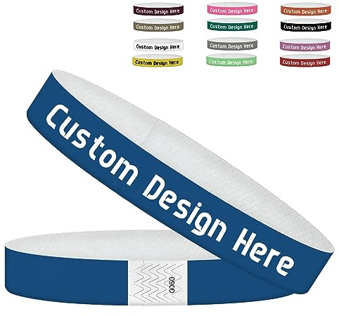 100 Stück Individuelle Farbige Tyvek-Armbänder für Veranstaltungen, Maßgeschneiderte Wasserfeste Papierarmbänder, mit Ihrem Text Bedruckte Armbänder für Clubkonzerte, Partys, Festivals