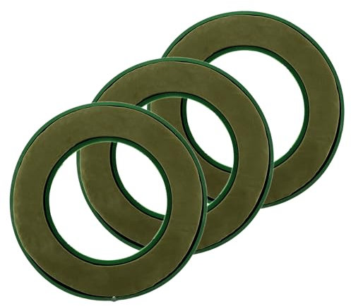 FWEEK 3 piezas de corona redonda de 30 cm de diámetro, anillo de espuma para flores, juego de espuma húmeda, musgo con bandeja colectora, esponja para manualidades para celebraciones, bodas, regalos