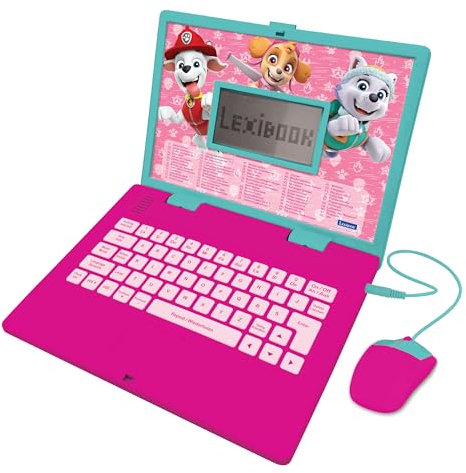 LEXIBOOK, Paw Patrol, Educational and Bilingual Laptop in English/German, Toy for children with 124 activities to learn, play games and music, Pink, JC598PAGi3