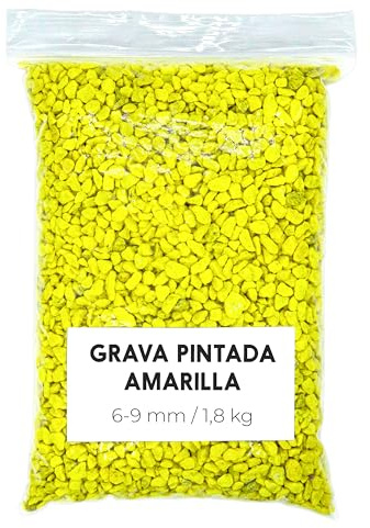 Landare Grava Amarilla 1,8Kg - Piedras de Colores Decorativas - Piedras Colores - Piedras Decorativas - Piedras Decorativas para Jarrones - Piedras para Macetas (6-9 mm) (Amarilla)