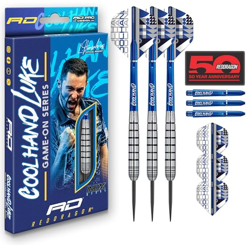 RED DRAGON Luke CoolHand Humphries Game On Series 20g Stahlspitze Satz mit Dart Flüge und Dart-Schäften