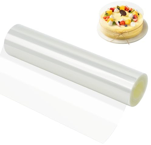 Forbabe Kakkantfolie 20 cm hög x 10 m, transparent PET tårtfolie | Återanvändbar tårtring folie tårta folie rulle för tillverkning av tårta mousse bakverk choklad dessertringar