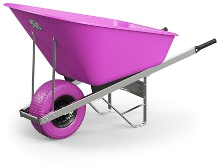 Agri Barrow Wheel Barrow 160 Litre Plastic Wheelbarrow with Puncture Proof Fat Tires - Pink, Ideal for Equestrians, Gardeners, Yard & Garden Maintainers, Farmers, Stable Workers, Allotment Owners