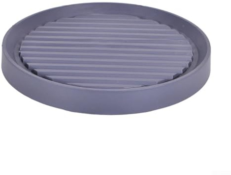 Juego de 2 soportes redondos para plantas rodantes con ruedas, construcción de plástico para macetas de interior y exterior, cuenta con ranura de protección contra desbordamiento de agua (YD-2 gris)