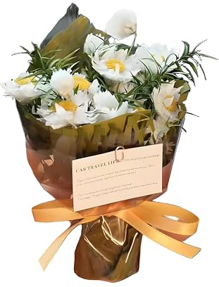 Mini bouquet di fiori secchi con margherite fresche, colore bianco, lussuosi fiori artificiali profumati per donne, regalo romantico per San Valentino, decorazione per casa e auto, matrimonio, vaso