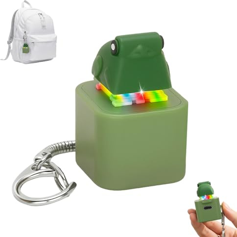 Frog Croaking Fidget, clavier grenouille pour adultes, anti-stress, porte-clés rechargeable avec lumière LED sonore et port de charge (1 pièce)