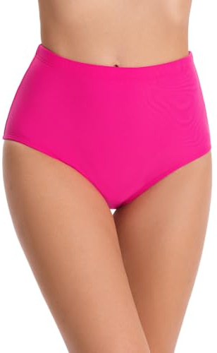 Micosuza Women's High Waist Retro Basic Full Coverage Swimsuit Briefs - Swim Bottom, Swimwear Briefs, Size 16, Solid