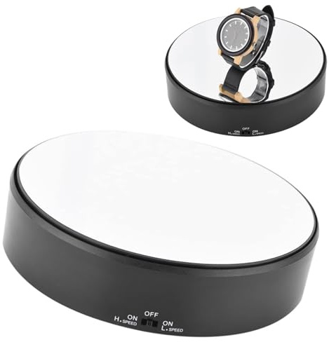 GOTOTOP 360 Grad Drehständer 18cm 2kg mit USB-Aufladung 2 Geschwindigkeiten Elektrisch Drehbarer Drehteller zur Präsentation von Schmuck, Uhren, digitalen Produkten