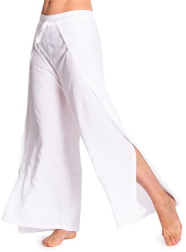PANASIAM Pantaloni a Portafoglio - Pantaloni Palazzo - Stile Boho - Viscosa | Pantaloni estivi leggeri, gonna pantalone, tinta unita, taglio dritto, pantaloni da spiaggia, vita regolabile, 2 lunghezze