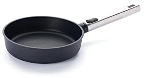 Woll Diamond Logic XR Pro Flachpfanne - Induktiv -, Ø 20 cm, 5 cm hoch, mit abnehmbarem Edelstahlstiel - Geeignet für alle Herdarten, Aluminiumguss, Antihaft-Versiegelung, backofenfest, schwarz