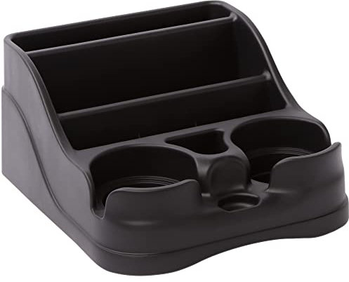 Moblorg Small Center Console for Cars, Trucks, Minivans, SUVs, Vehicle Organizer, Cup Holders, Recycled Plastic, Made in USA (Black)