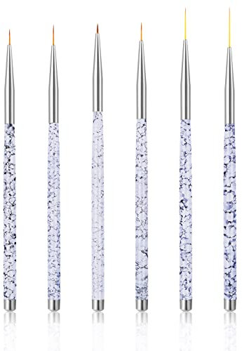 Sibba Water Activated Eyeliner Brush Applicators Eye Makeup Angled Fine Point Plastic Wands Halloween Cosmetic Tool Small Palette Liner Micro Thin Eyebrow Set Nail Art Painting Pen (6 Pcs Transparent)