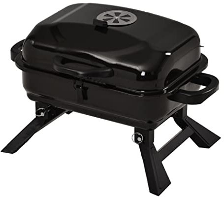 Kolgrill Picknick Grill Träkolgrill Bärbar BBQ Grill Med Hopfällbara Ben Och BBQ Bordsskiva Rostfritt Stål Kol BBQ Grill För Utomhusmatlagning Kolgrillar Picknickgrill (Color : Black)