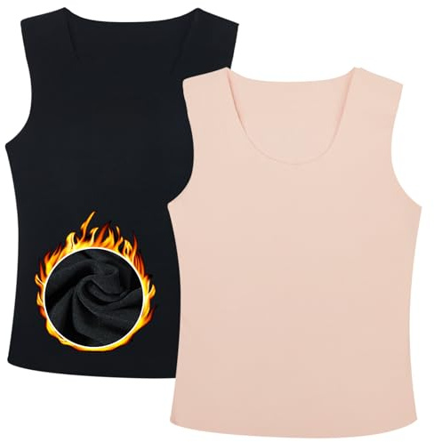 2 Camisetas Térmicas sin Mangas Camisola Ropa Interior Cálida Tops de Invierno para Mujeres Damas Talla 6 a 18 (S)