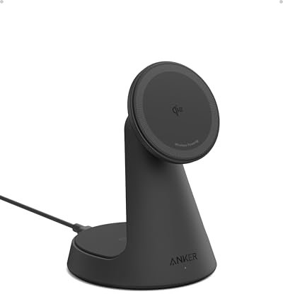 Anker MagGo MagSafe kompatibles 2-in-1 Ladegerät, Qi2 Zertifiziert 15W Schnellladegerät Ständer, Einstellbar stabil, Für iPhone 17/16/15/14/13/12, AirPods Pro und mehr (Ohne Netzteil)