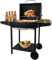 kisidus Barbecue au charbon de bois avec étagères latérales, 119 x 61 cm, surface de cuisson, chariot de barbecue pour 5 à 10 personnes, barbecue de camping avec roues, noir
