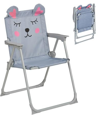 Relaxdays Kinder Klappstuhl, Campingstuhl mit Maus-Motiv, HBT: 51,5x36x37,5 cm, Picknickstuhl outdoor, Faltstuhl, bunt