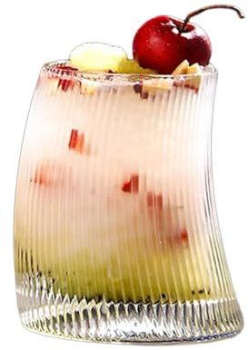 FIRSTXIU Élégante verrerie incurvée en verre transparent nervuré pour cocktail, usage quotidien, résistant à la chaleur et au froid, tasse d'après-midi au bureau