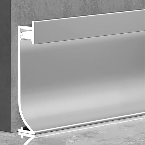 Plinthe LED En Aluminium, Éclairage Pour Plinthe Avec Transformateur Pour Home Cinéma, Salon, Chambre Installation Facile(Matte silver,1m/3.3ft)